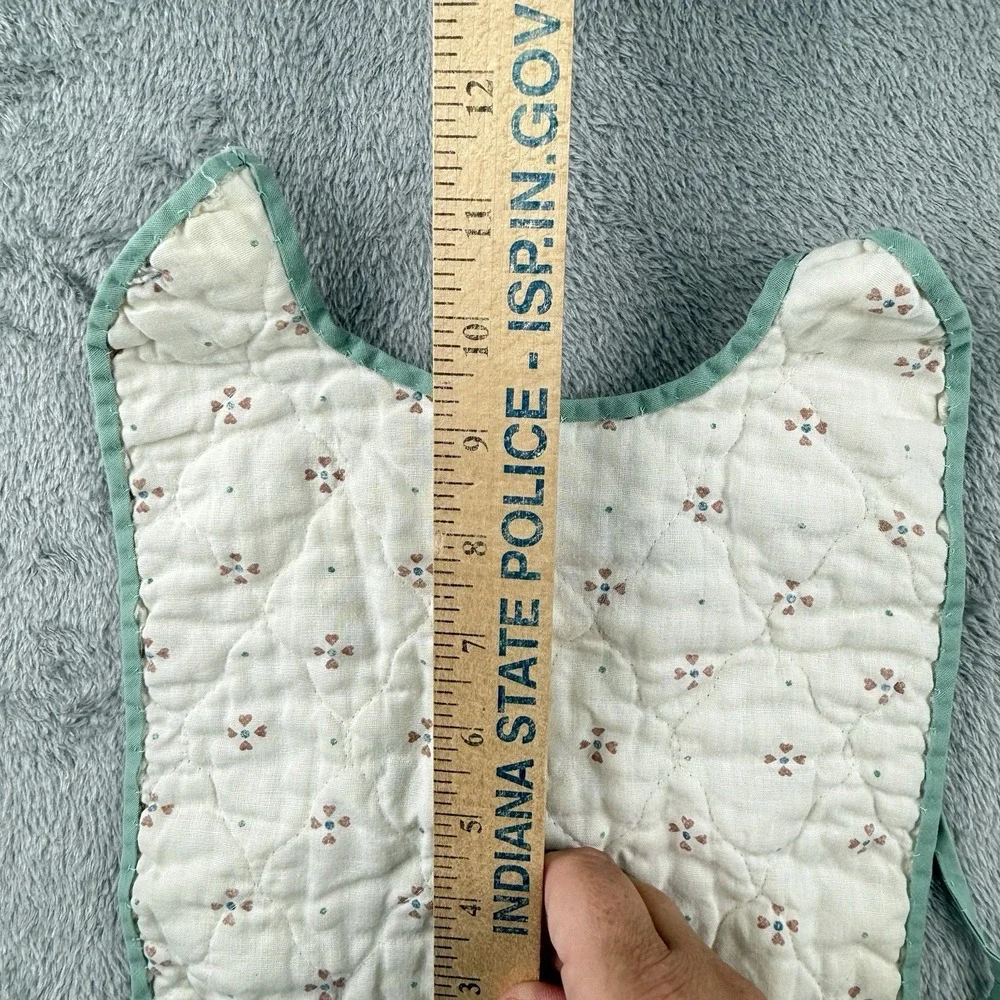 Vintage 1980s‎ Primitive Quilted Bib Clowns Handmade Baby Feeding Green White